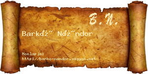 Barkó Nándor névjegykártya