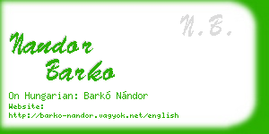 nandor barko business card
