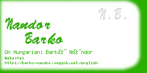 nandor barko business card